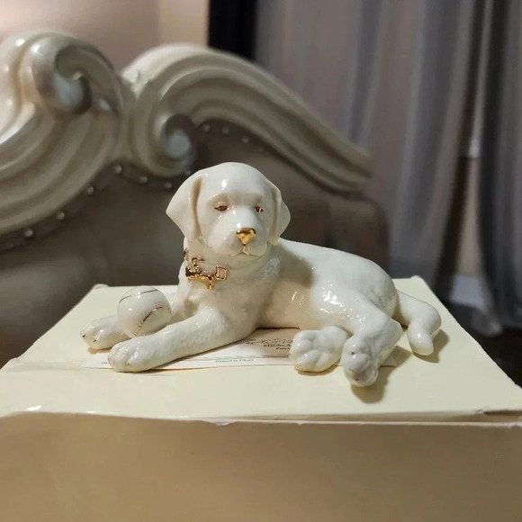 Lenox Porcelaine Figurine Labrador  Retriever with Ball 24k gold - Picture 5 of 6